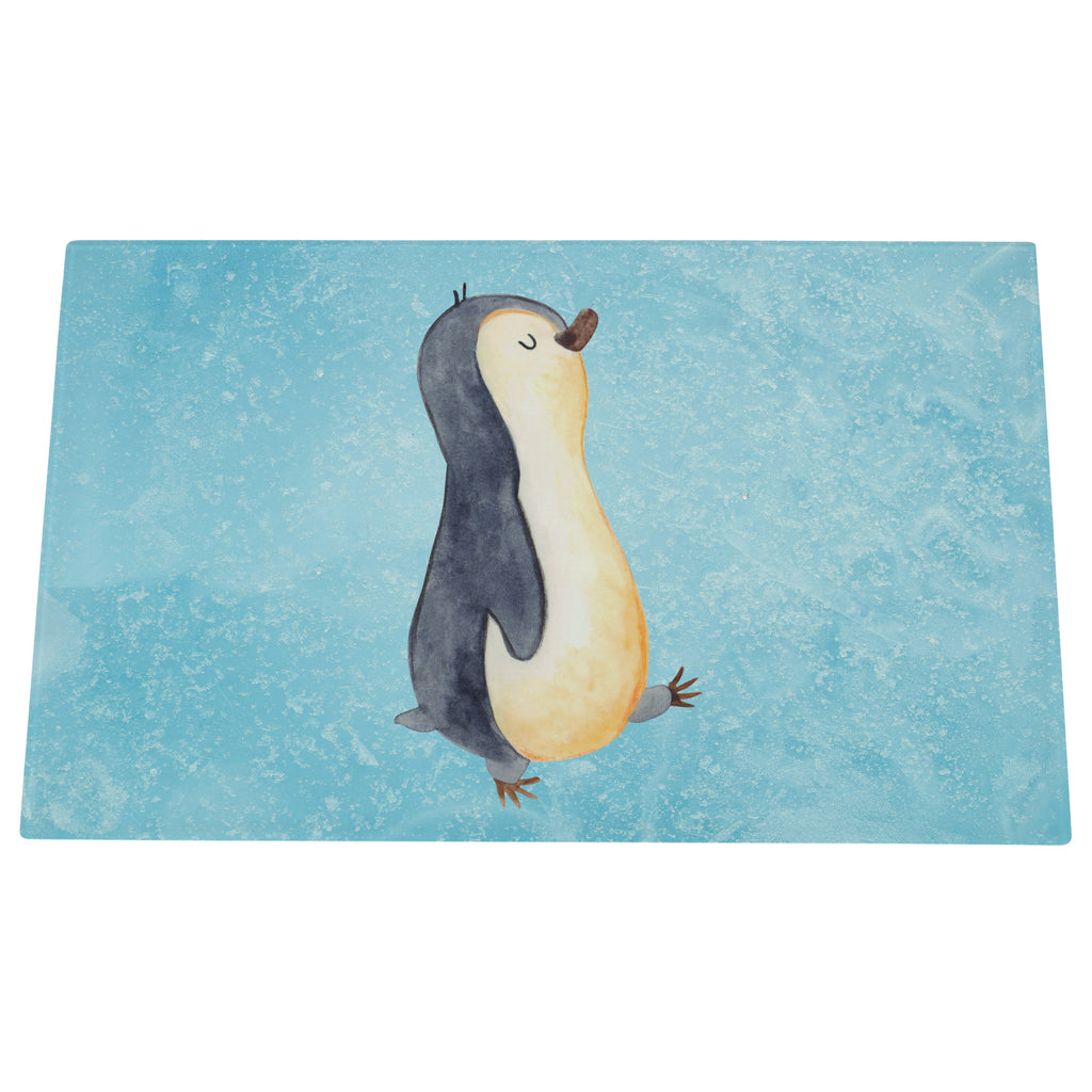 Medium Glas Schneidbrett Pinguin marschierend Glasschneidebrett, Schneidebrett, Pinguin, Pinguine, Frühaufsteher, Langschläfer, Bruder, Schwester, Familie