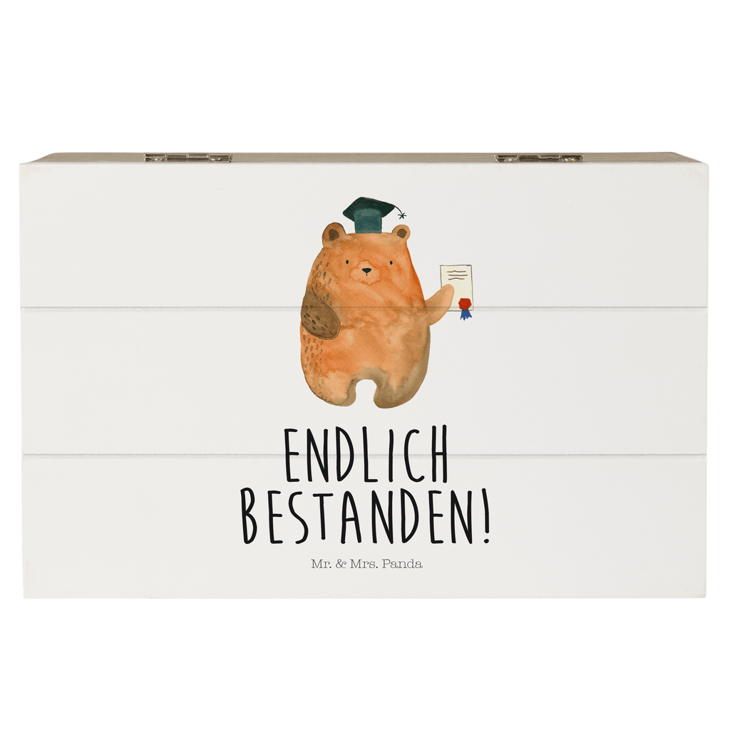 Holzkiste Prüfungsbär Holzkiste, Kiste, Schatzkiste, Truhe, Schatulle, XXL, Erinnerungsbox, Erinnerungskiste, Dekokiste, Aufbewahrungsbox, Bär, Teddy, Teddybär, Abitur, Prüfungen, Prüfung bestanden, Abschluss, Zeugnis, Abschlusszeugnis