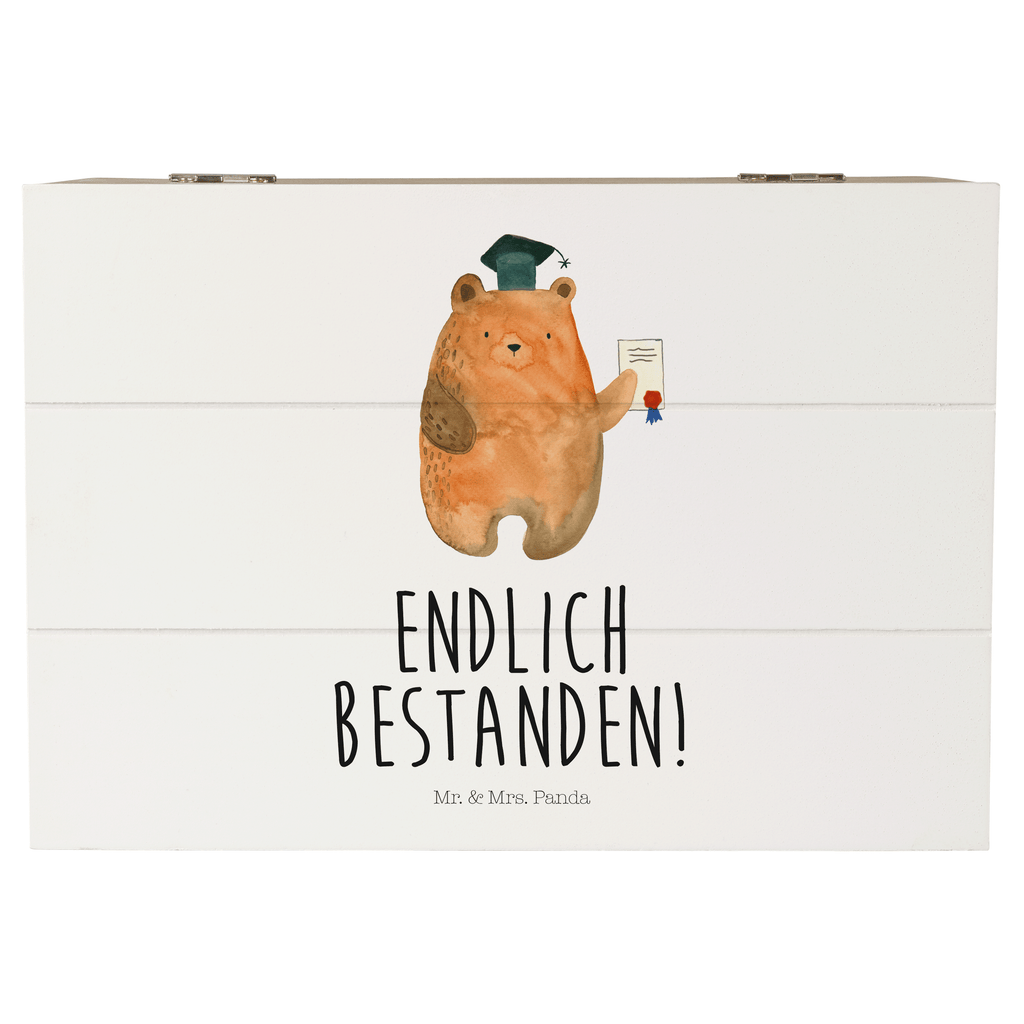 Holzkiste Prüfungsbär Holzkiste, Kiste, Schatzkiste, Truhe, Schatulle, XXL, Erinnerungsbox, Erinnerungskiste, Dekokiste, Aufbewahrungsbox, Bär, Teddy, Teddybär, Abitur, Prüfungen, Prüfung bestanden, Abschluss, Zeugnis, Abschlusszeugnis