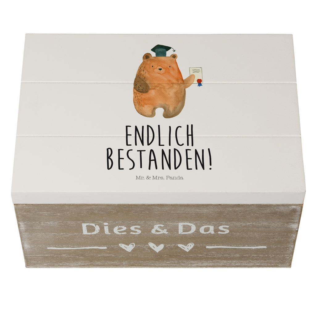 Holzkiste Prüfungsbär Holzkiste, Kiste, Schatzkiste, Truhe, Schatulle, XXL, Erinnerungsbox, Erinnerungskiste, Dekokiste, Aufbewahrungsbox, Bär, Teddy, Teddybär, Abitur, Prüfungen, Prüfung bestanden, Abschluss, Zeugnis, Abschlusszeugnis