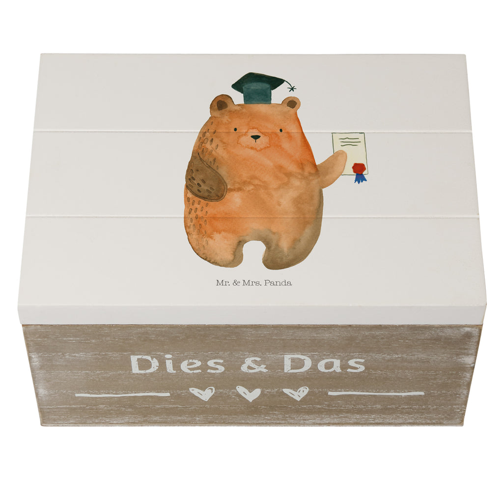 Holzkiste Prüfungsbär Holzkiste, Kiste, Schatzkiste, Truhe, Schatulle, XXL, Erinnerungsbox, Erinnerungskiste, Dekokiste, Aufbewahrungsbox, Bär, Teddy, Teddybär, Abitur, Prüfungen, Prüfung bestanden, Abschluss, Zeugnis, Abschlusszeugnis