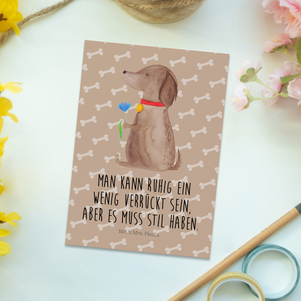 Postkarte Hund Blume Geschenkkarte, Grußkarte, Karte, Einladung, Ansichtskarte, Geburtstagskarte, Einladungskarte, Dankeskarte, Hund, Hundemotiv, Haustier, Hunderasse, Tierliebhaber, Hundebesitzer, Sprüche, Hunde, Frauchen, Hundeliebe