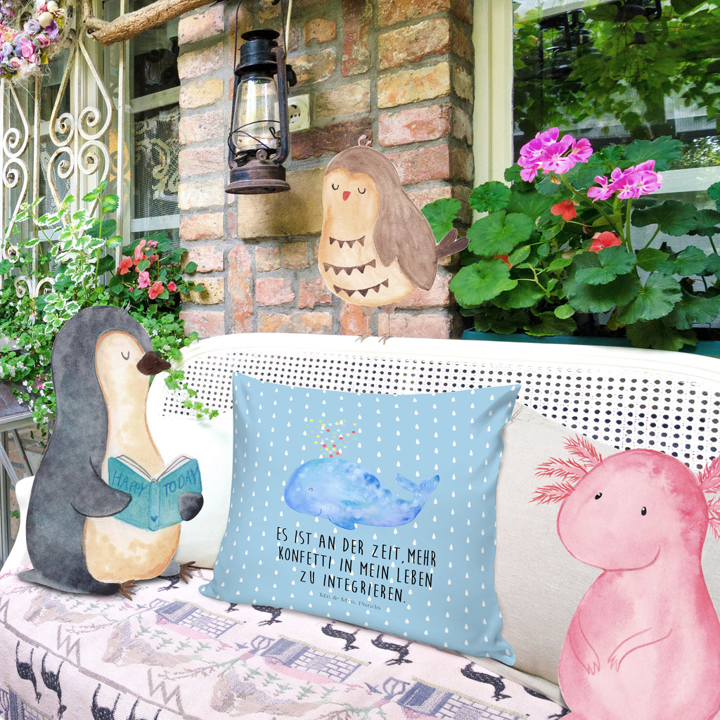 40x40 Kissen Wal Konfetti Kissenhülle, Kopfkissen, Sofakissen, Dekokissen, Motivkissen, Meerestiere, Meer, Urlaub, Wal, Konfetti, Wale, Motivation, Neuanfang, Trennung, Diät, Abnehmen, Neustart, Lebensabschnitt, Geburtstag