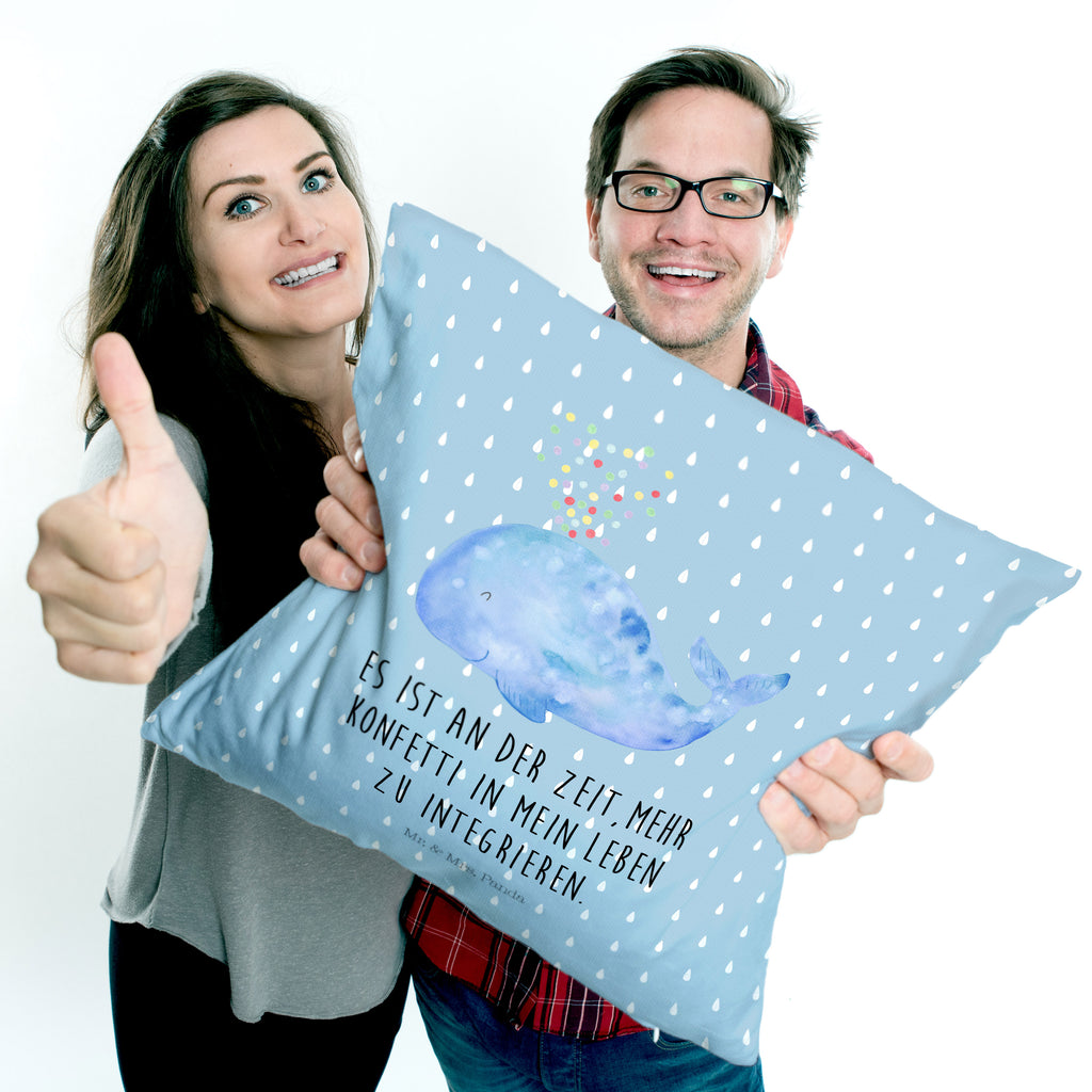 40x40 Kissen Wal Konfetti Kissenhülle, Kopfkissen, Sofakissen, Dekokissen, Motivkissen, Meerestiere, Meer, Urlaub, Wal, Konfetti, Wale, Motivation, Neuanfang, Trennung, Diät, Abnehmen, Neustart, Lebensabschnitt, Geburtstag