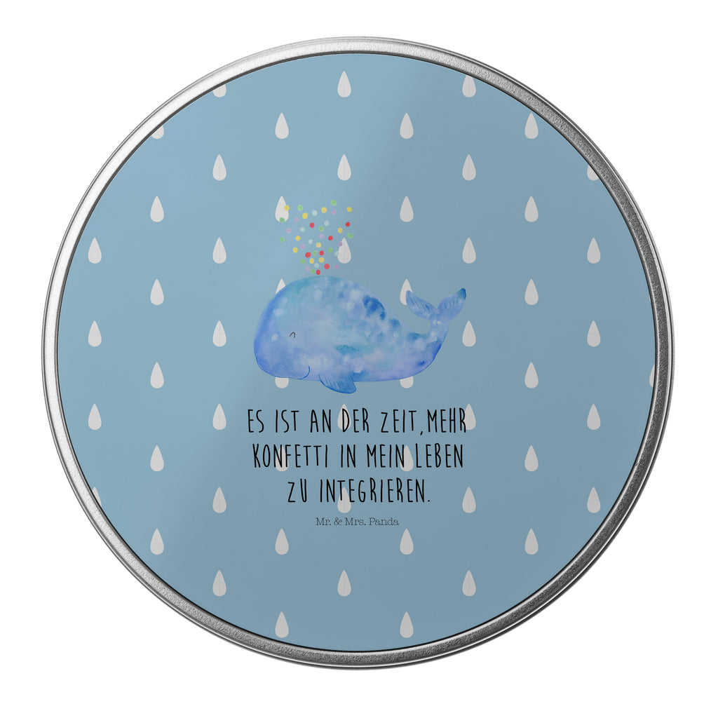 Blechdose rund Wal Konfetti Metalldose, Keksdose, Dose, Vorratsdose, Geschenkbox, Meerestiere, Meer, Urlaub, Wal, Konfetti, Wale, Motivation, Neuanfang, Trennung, Diät, Abnehmen, Neustart, Lebensabschnitt, Geburtstag