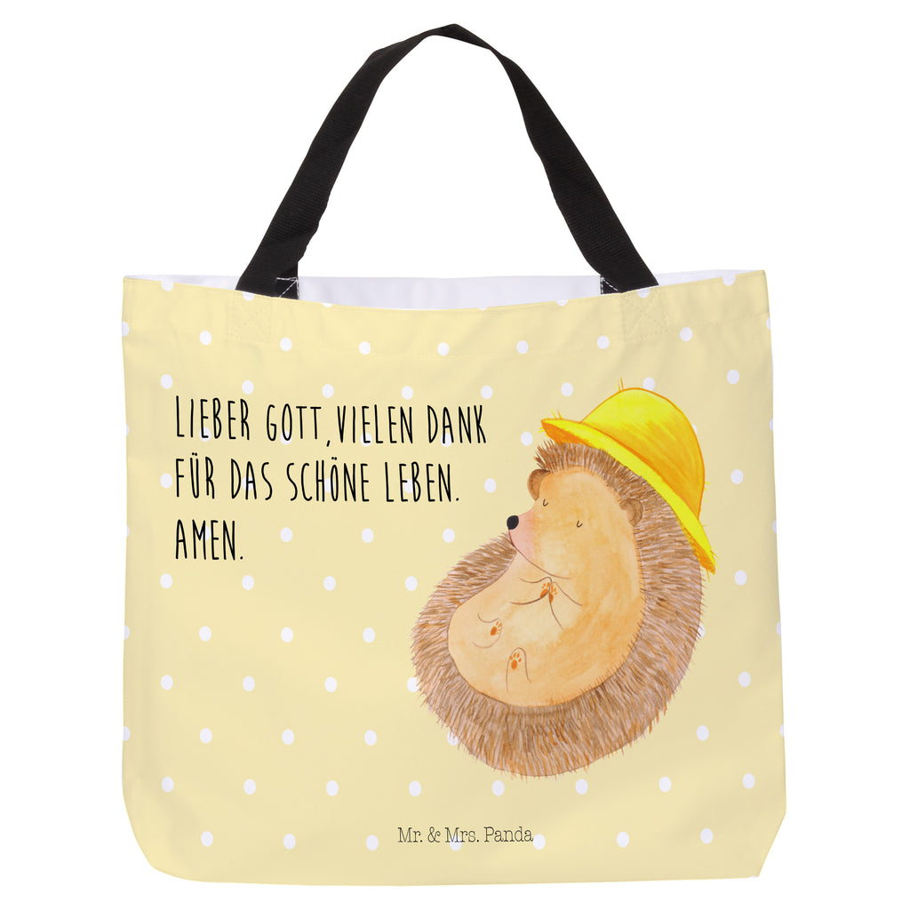 Shopper Igel betet Beutel, Einkaufstasche, Tasche, Strandtasche, Einkaufsbeutel, Shopper, Schultasche, Freizeittasche, Tragebeutel, Schulbeutel, Alltagstasche, Tiermotive, Gute Laune, lustige Sprüche, Tiere, Igel, Igel mit Hut, Sonnenhut, Gott, Amen, beten, Leben, Dankbarkeit, Dankbar sein, dankbar, genießen