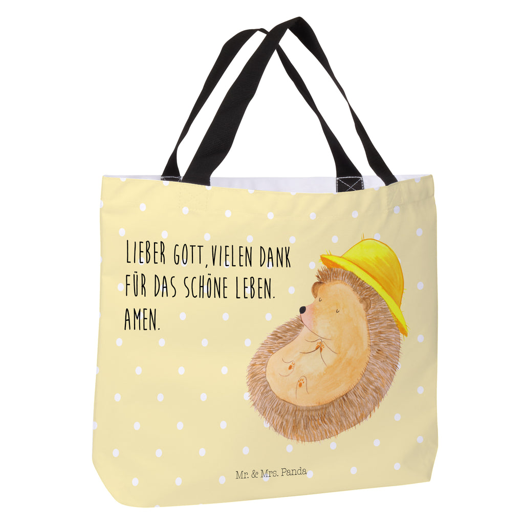 Shopper Igel betet Beutel, Einkaufstasche, Tasche, Strandtasche, Einkaufsbeutel, Shopper, Schultasche, Freizeittasche, Tragebeutel, Schulbeutel, Alltagstasche, Tiermotive, Gute Laune, lustige Sprüche, Tiere, Igel, Igel mit Hut, Sonnenhut, Gott, Amen, beten, Leben, Dankbarkeit, Dankbar sein, dankbar, genießen