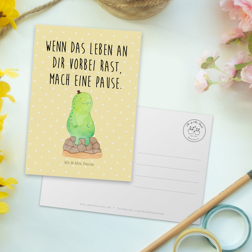 Postkarte Schildkröte pausiert Geschenkkarte, Grußkarte, Karte, Einladung, Ansichtskarte, Geburtstagskarte, Einladungskarte, Dankeskarte, Schildkröte, Achtsamkeit, Entschleunigen, achtsam