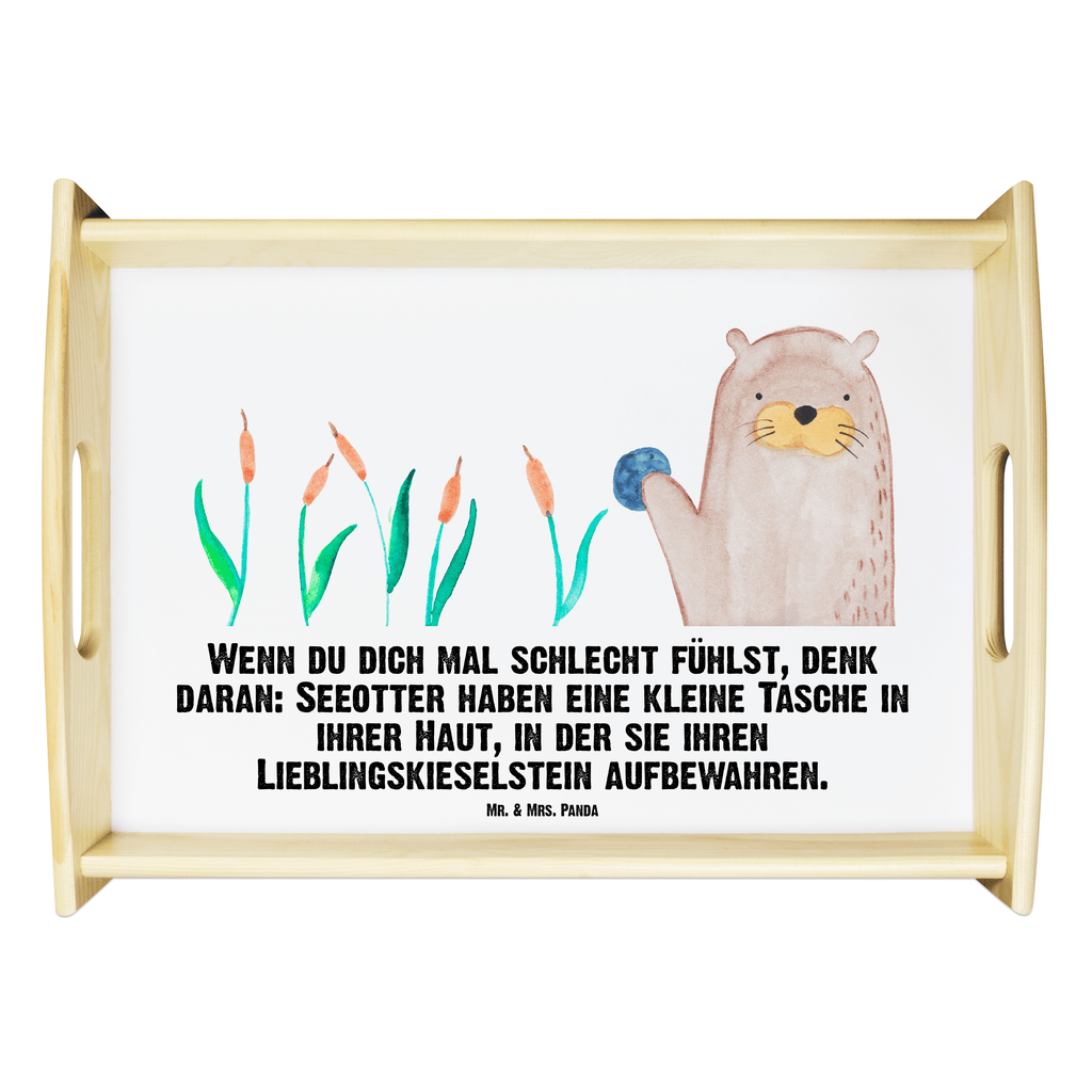 Serviertablett Otter mit Stein Tablett, Holztablett, Küchentablett, Dekotablett, Frühstückstablett, Otter, Fischotter, Seeotter, Otter Seeotter See Otter