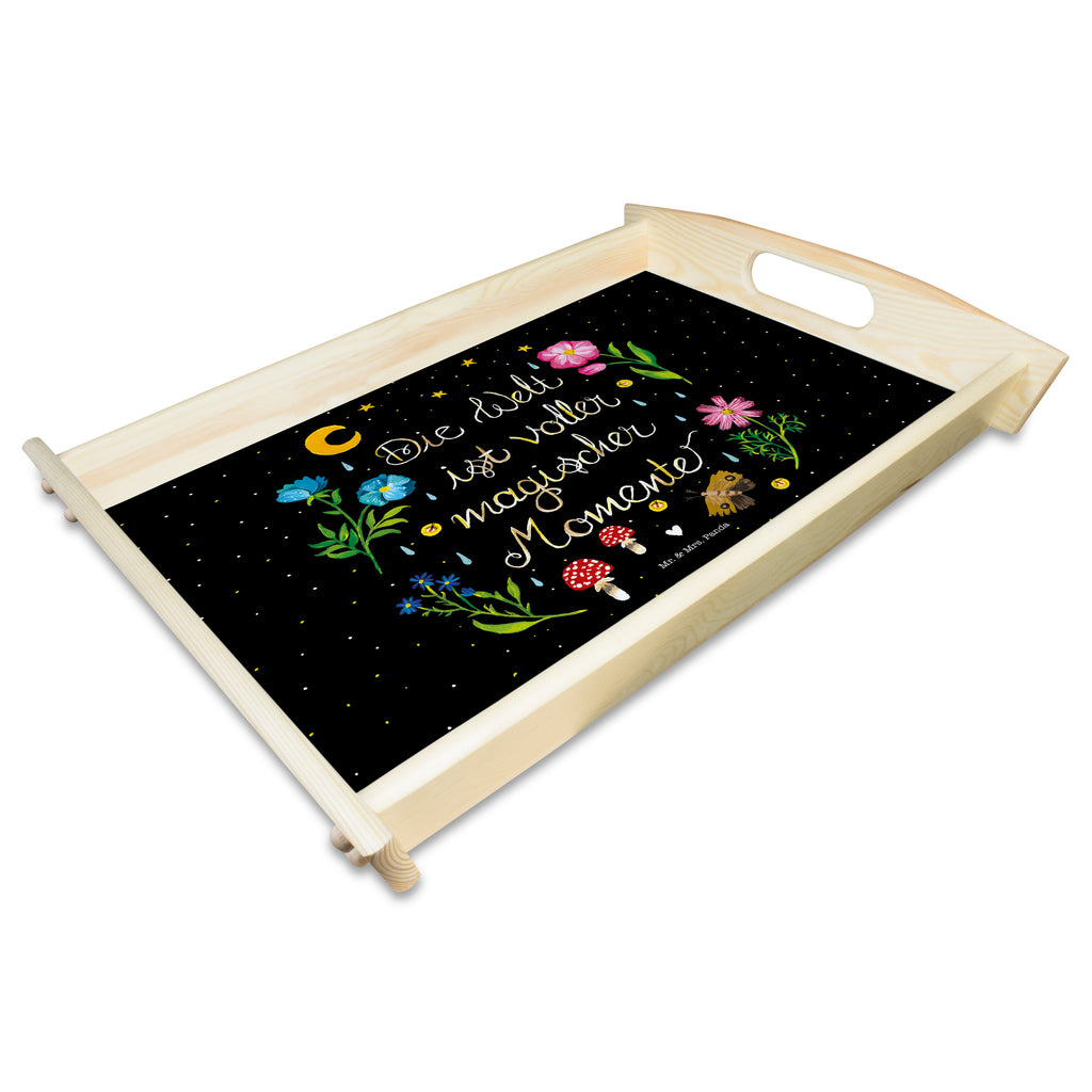 Serviertablett Magische Welt Tablett, Holztablett, Küchentablett, Dekotablett, Frühstückstablett, Blumen Deko, Frühlings Deko, Sommer Deko, Dekoration, positive Botschaft, Naturliebhaber, Outdoor, Natur, Abenteuer, Magische Momente, Spruch schön, Spruch positiv, Motivation, schwarz, magisch, Blumen, Nacht, Weisheit