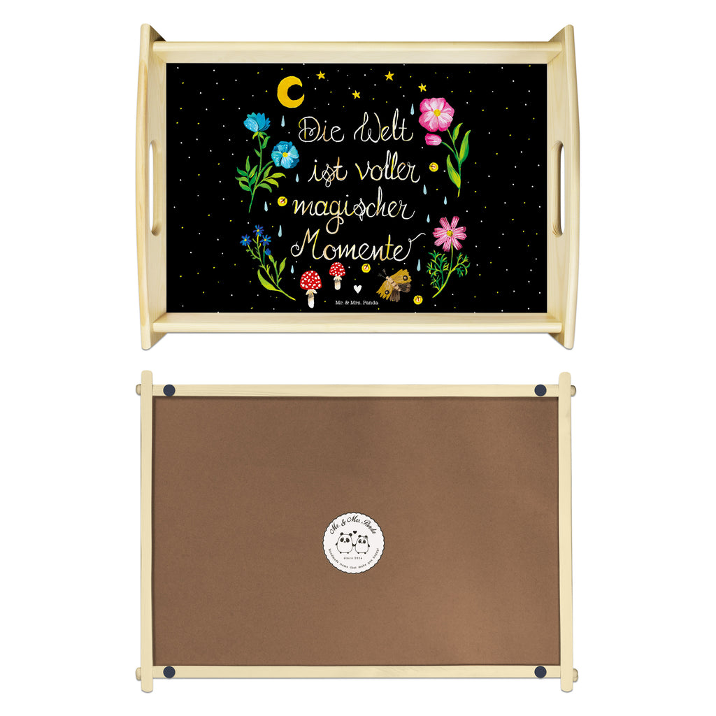 Serviertablett Magische Welt Tablett, Holztablett, Küchentablett, Dekotablett, Frühstückstablett, Blumen Deko, Frühlings Deko, Sommer Deko, Dekoration, positive Botschaft, Naturliebhaber, Outdoor, Natur, Abenteuer, Magische Momente, Spruch schön, Spruch positiv, Motivation, schwarz, magisch, Blumen, Nacht, Weisheit
