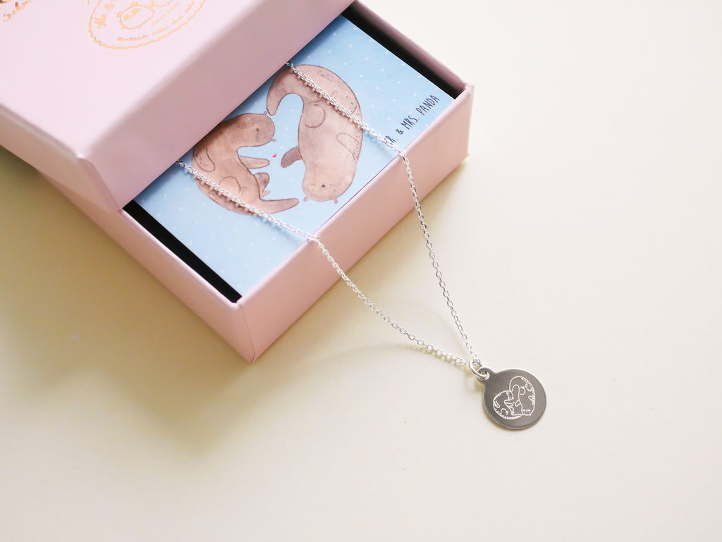 Halskette Otter Herz Halskette, silber 925, Damen, silber, Geschenkbox, Geschenk, Freundschaftskette, Freundin Geschenk, Geschenkidee Damen, Otter, Fischotter, Seeotter, Liebe, Herz, Liebesbeweis, Liebesgeschenk, Bessere Hälfte, Love you, Jahrestag, Hochzeitstag, Verlobung, gemeinsames Leben