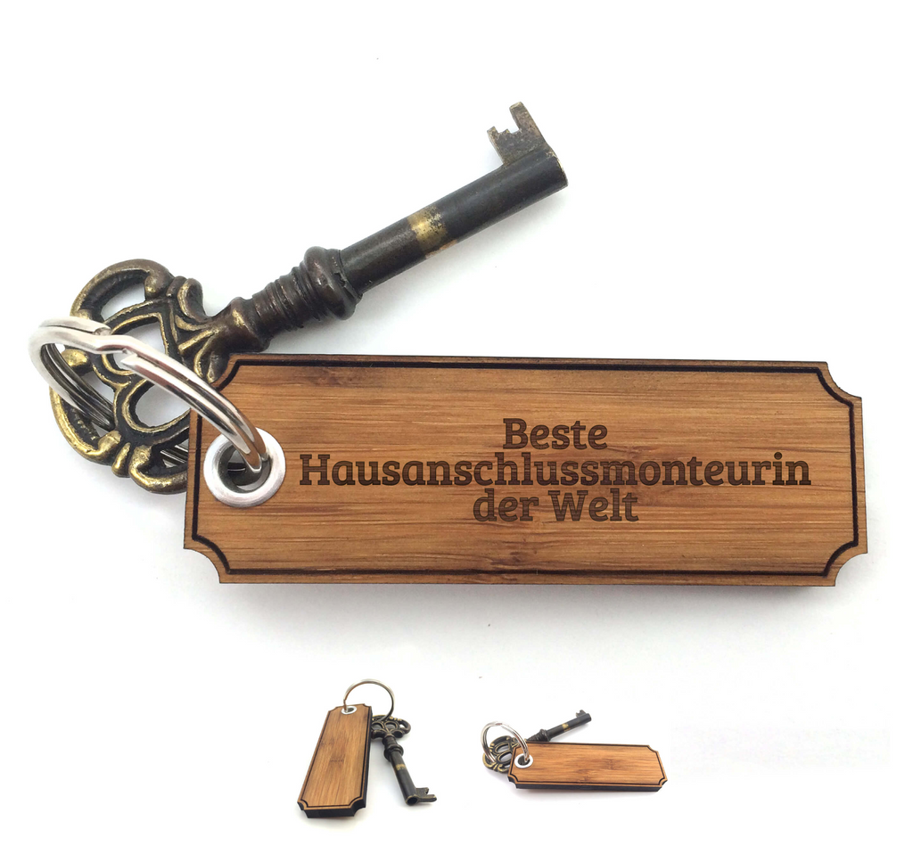 Schlüsselanhänger Classic Gravur Hausanschlussmonteurin Schlüsselanhänger, Anhänger, Taschenanhänger, Glücksbringer, Geschenke, Schenken, Gravur