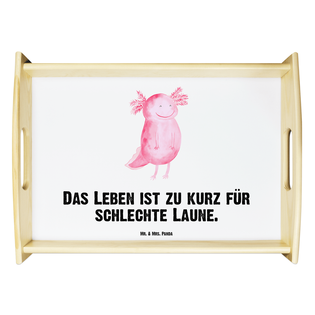 Serviertablett Axolotl glücklich Axolotl, Axolot, Schwanzlurch, Lurch, Lurche, Motivation, gute Laune Tablett, Holztablett, Küchentablett, Dekotablett, Frühstückstablett  Axolotl, Molch