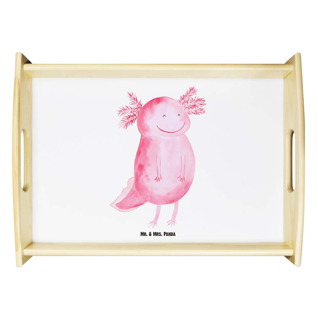 Serviertablett Axolotl glücklich Axolotl, Axolot, Schwanzlurch, Lurch, Lurche, Motivation, gute Laune Tablett, Holztablett, Küchentablett, Dekotablett, Frühstückstablett  Axolotl, Molch