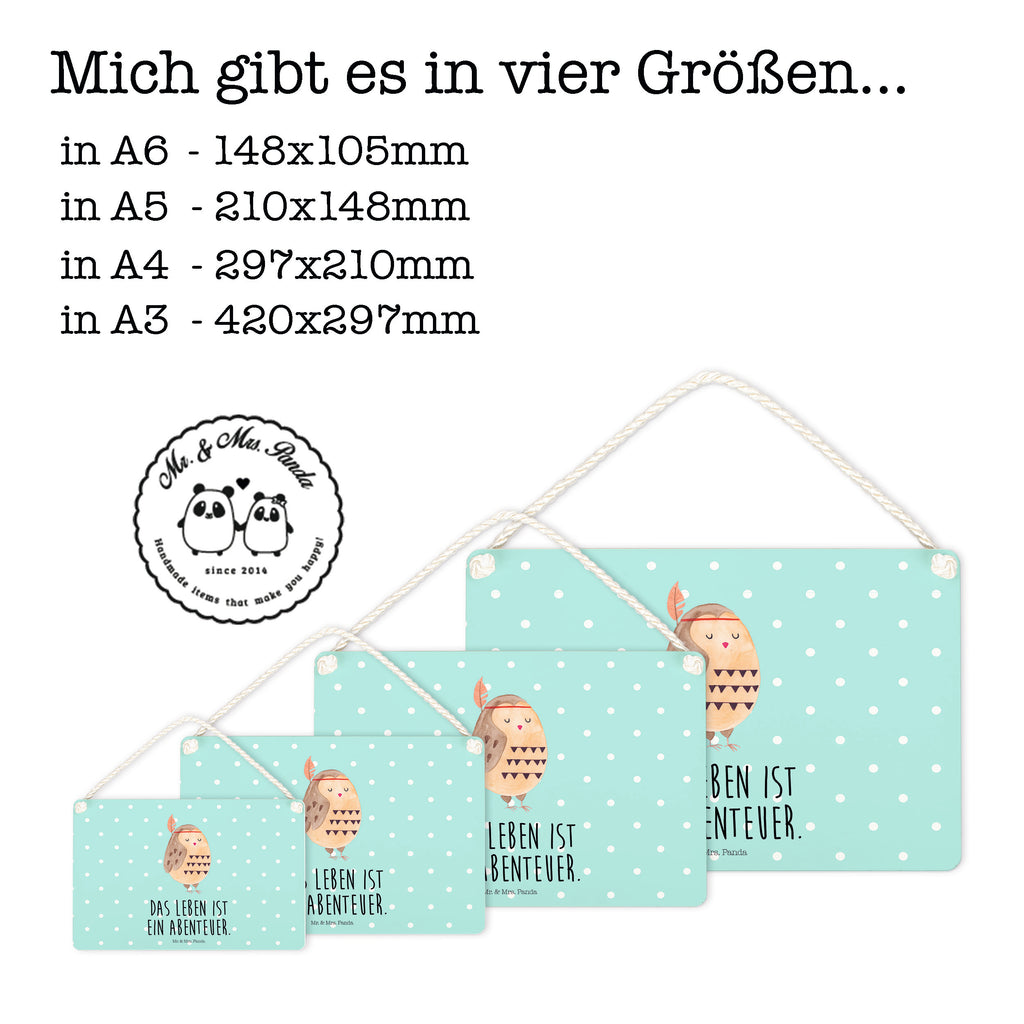 Deko Schild Eule Federschmuck Eule, Eule Deko, Owl, Das Leben ist ein Abenteuer, Reisespruch, Federschmuck, Dekoration  Schild, Türschild, Holzschild, Wandschild, Wanddeko  Eule