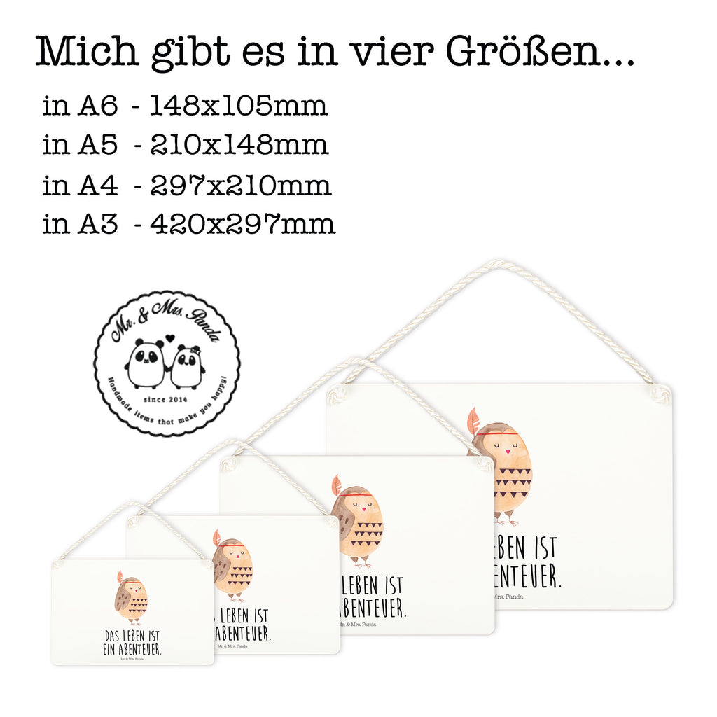 Deko Schild Eule Federschmuck Eule, Eule Deko, Owl, Das Leben ist ein Abenteuer, Reisespruch, Federschmuck, Dekoration  Schild, Türschild, Holzschild, Wandschild, Wanddeko  Eule