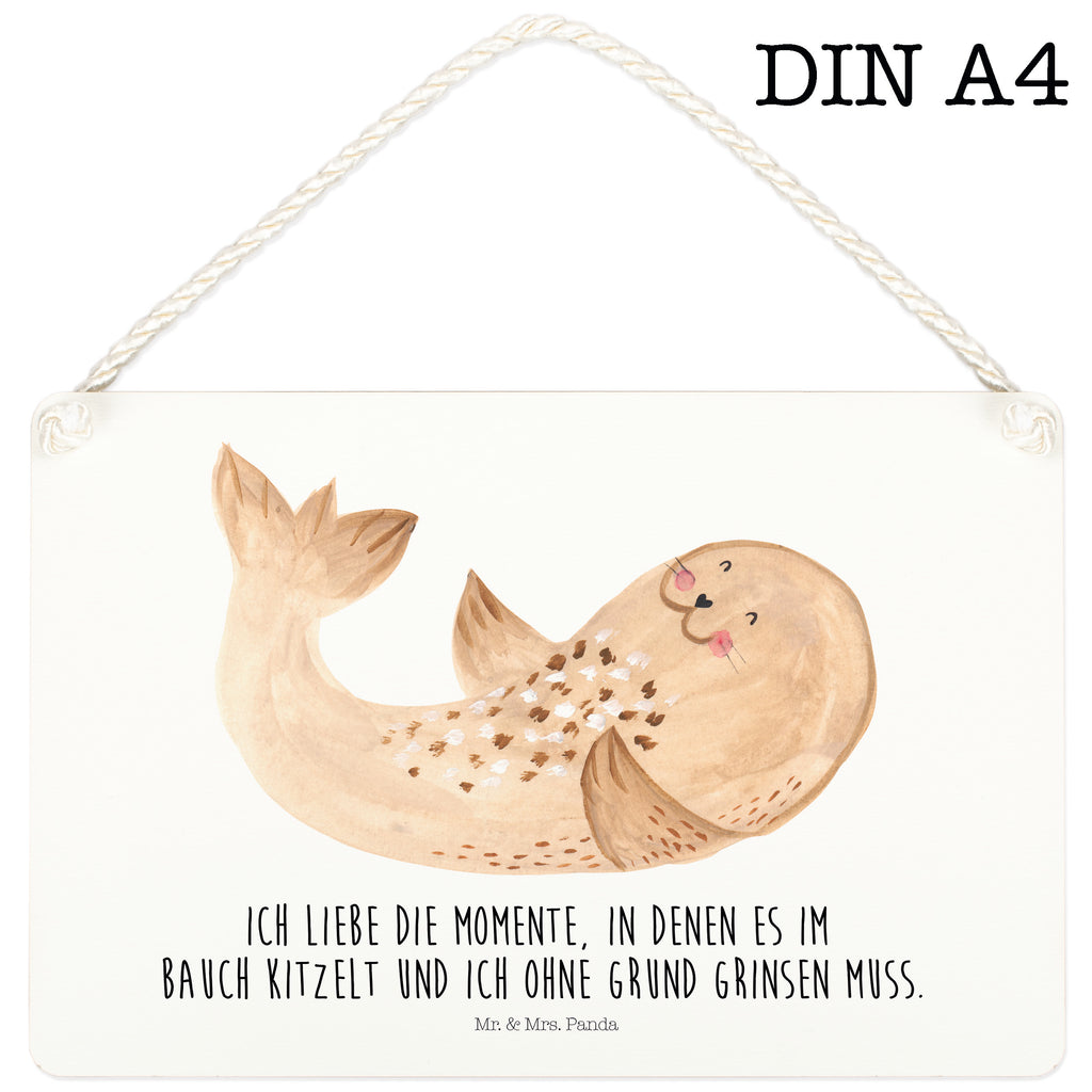 Deko Schild Robbe liegend Robbe, Robben, Seehund, Strand, Meerestier, Ostsee, Nordsee, Lachen, Freude Schild, Türschild, Holzschild, Wandschild, Wanddeko  süße Tiermotive, gute Laune, lustige Sprüche, Tiere