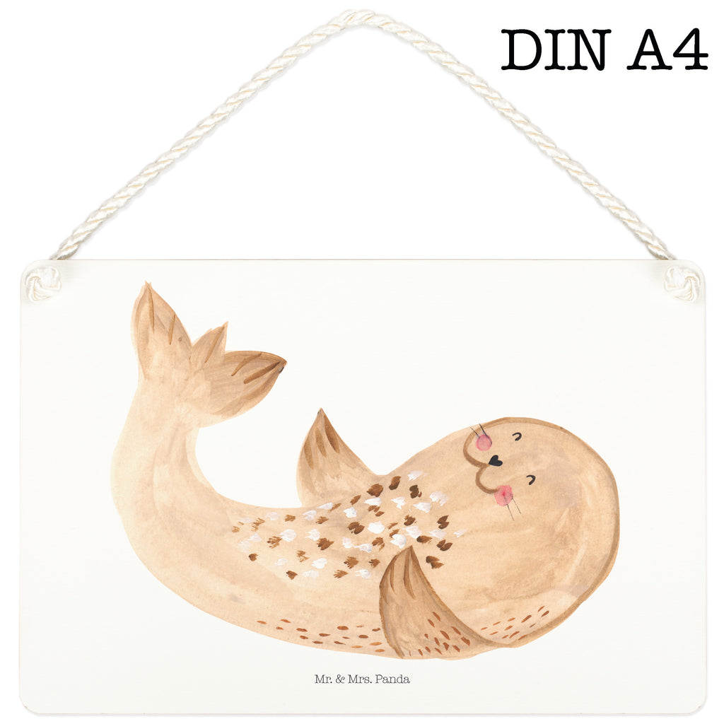 Deko Schild Robbe liegend Robbe, Robben, Seehund, Strand, Meerestier, Ostsee, Nordsee, Lachen, Freude Schild, Türschild, Holzschild, Wandschild, Wanddeko  süße Tiermotive, gute Laune, lustige Sprüche, Tiere