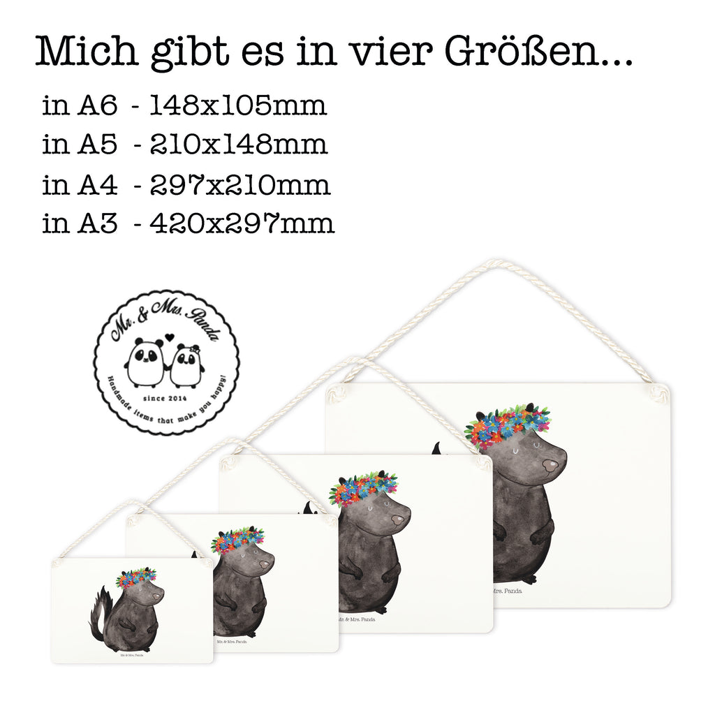 Deko Schild Stinktier Blumenmaedchen Stinktier, Skunk, Wildtier, Raubtier, Stinker, Stinki, Yoga, Namaste, Lebe, Liebe, Lache Schild, Türschild, Holzschild, Wandschild, Wanddeko  Stinktier, Skunk