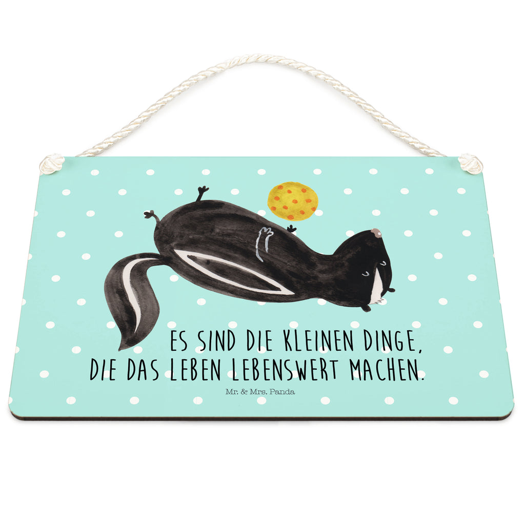 Deko Schild Stinktier Ball Stinktier, Skunk, Wildtier, Raubtier, Stinker, Stinki, verspielt, Weisheit,  Schild, Türschild, Holzschild, Wandschild, Wanddeko  Stinktier, Skunk