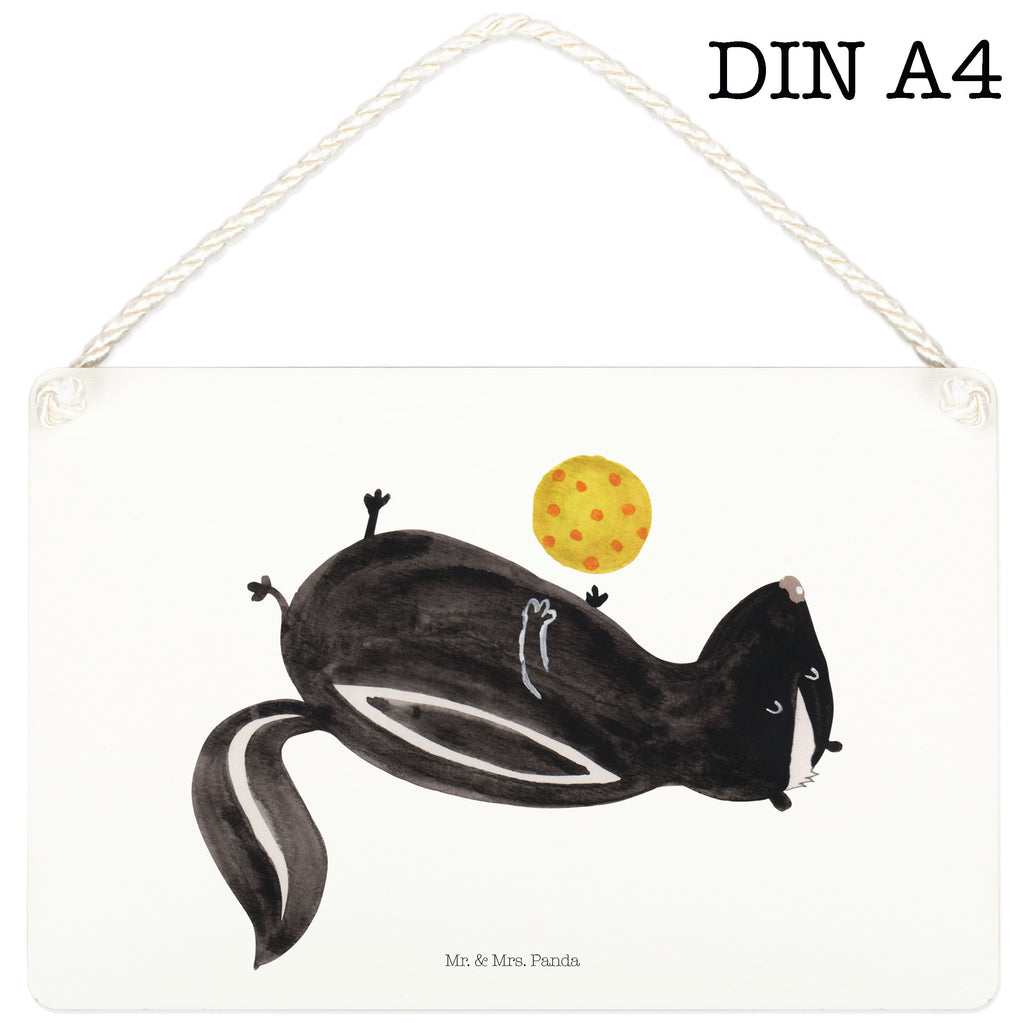 Deko Schild Stinktier Ball Stinktier, Skunk, Wildtier, Raubtier, Stinker, Stinki, verspielt, Weisheit,  Schild, Türschild, Holzschild, Wandschild, Wanddeko  Stinktier, Skunk