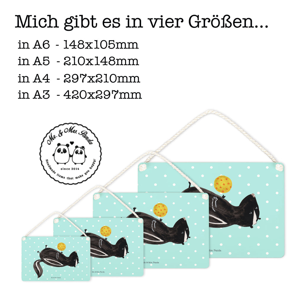 Deko Schild Stinktier Ball Stinktier, Skunk, Wildtier, Raubtier, Stinker, Stinki, verspielt, Weisheit,  Schild, Türschild, Holzschild, Wandschild, Wanddeko  Stinktier, Skunk