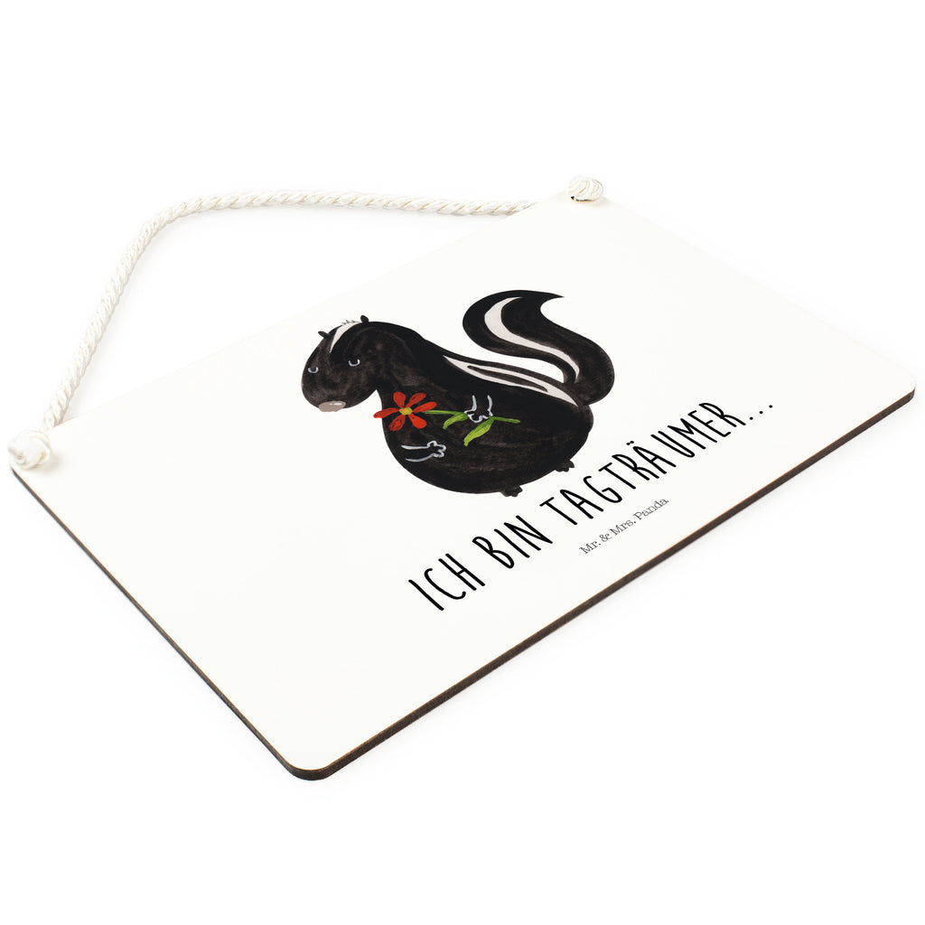 Deko Schild Stinktier Blume Stinktier, Skunk, Wildtier, Raubtier, Stinker, Stinki, Tagträumer, verträumt, Dreams, Träume Schild, Türschild, Holzschild, Wandschild, Wanddeko  Stinktier, Skunk