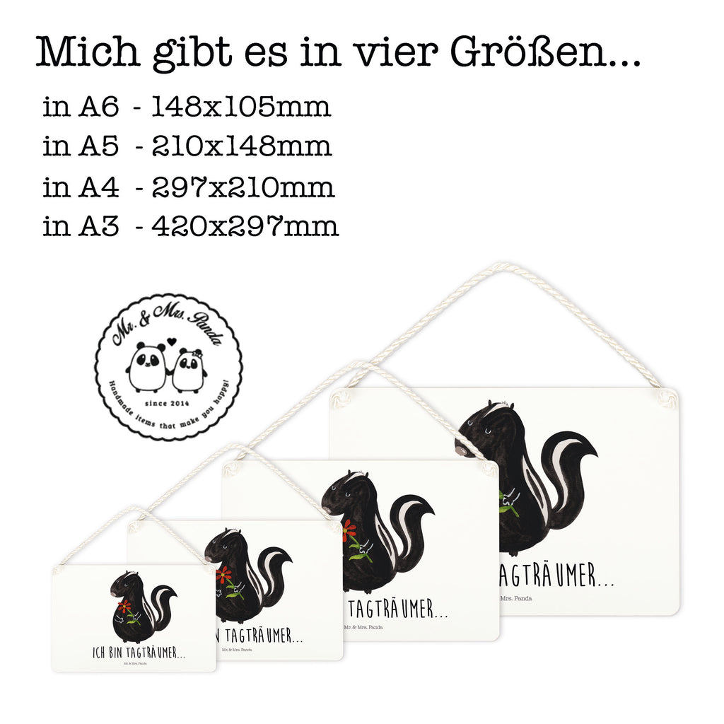 Deko Schild Stinktier Blume Stinktier, Skunk, Wildtier, Raubtier, Stinker, Stinki, Tagträumer, verträumt, Dreams, Träume Schild, Türschild, Holzschild, Wandschild, Wanddeko  Stinktier, Skunk