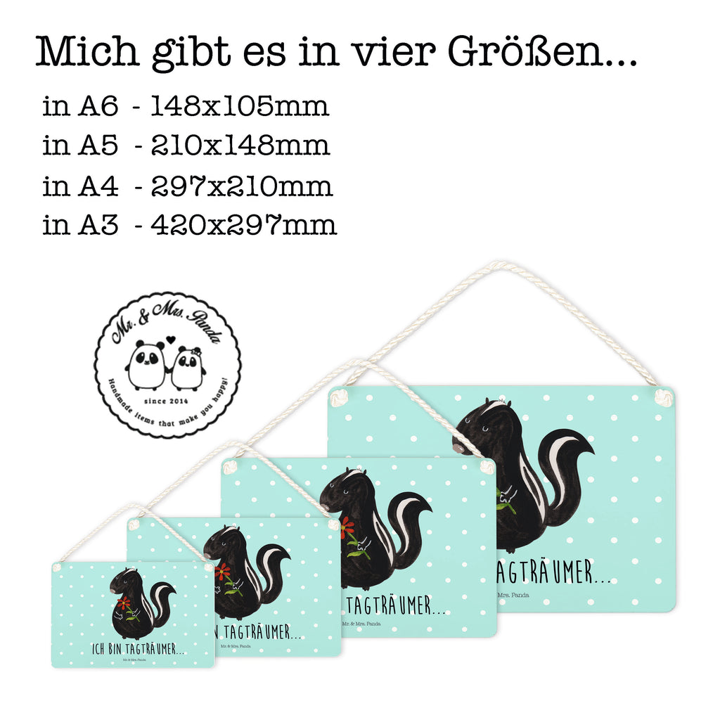 Deko Schild Stinktier Blume Stinktier, Skunk, Wildtier, Raubtier, Stinker, Stinki, Tagträumer, verträumt, Dreams, Träume Schild, Türschild, Holzschild, Wandschild, Wanddeko  Stinktier, Skunk