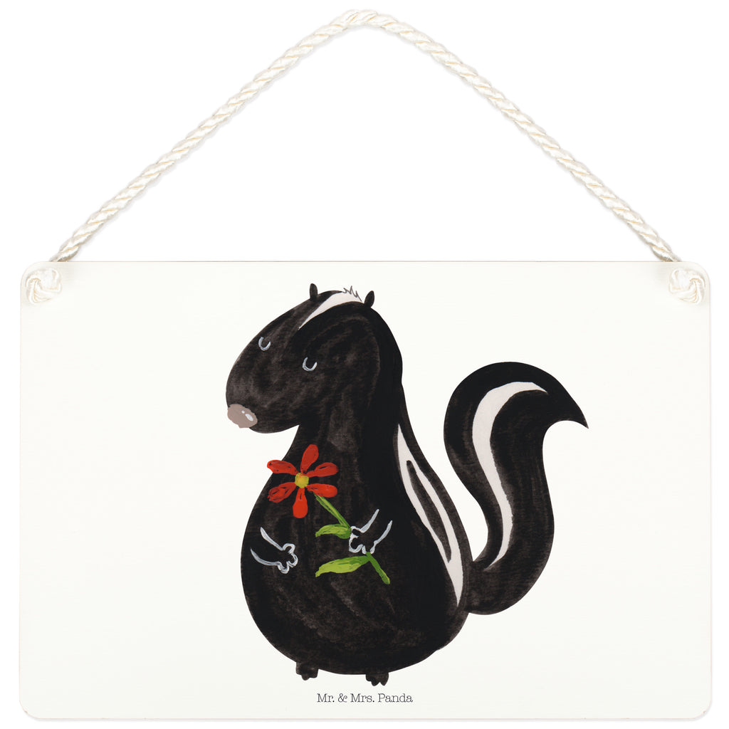 Deko Schild Stinktier Blume Stinktier, Skunk, Wildtier, Raubtier, Stinker, Stinki, Tagträumer, verträumt, Dreams, Träume Schild, Türschild, Holzschild, Wandschild, Wanddeko  Stinktier, Skunk
