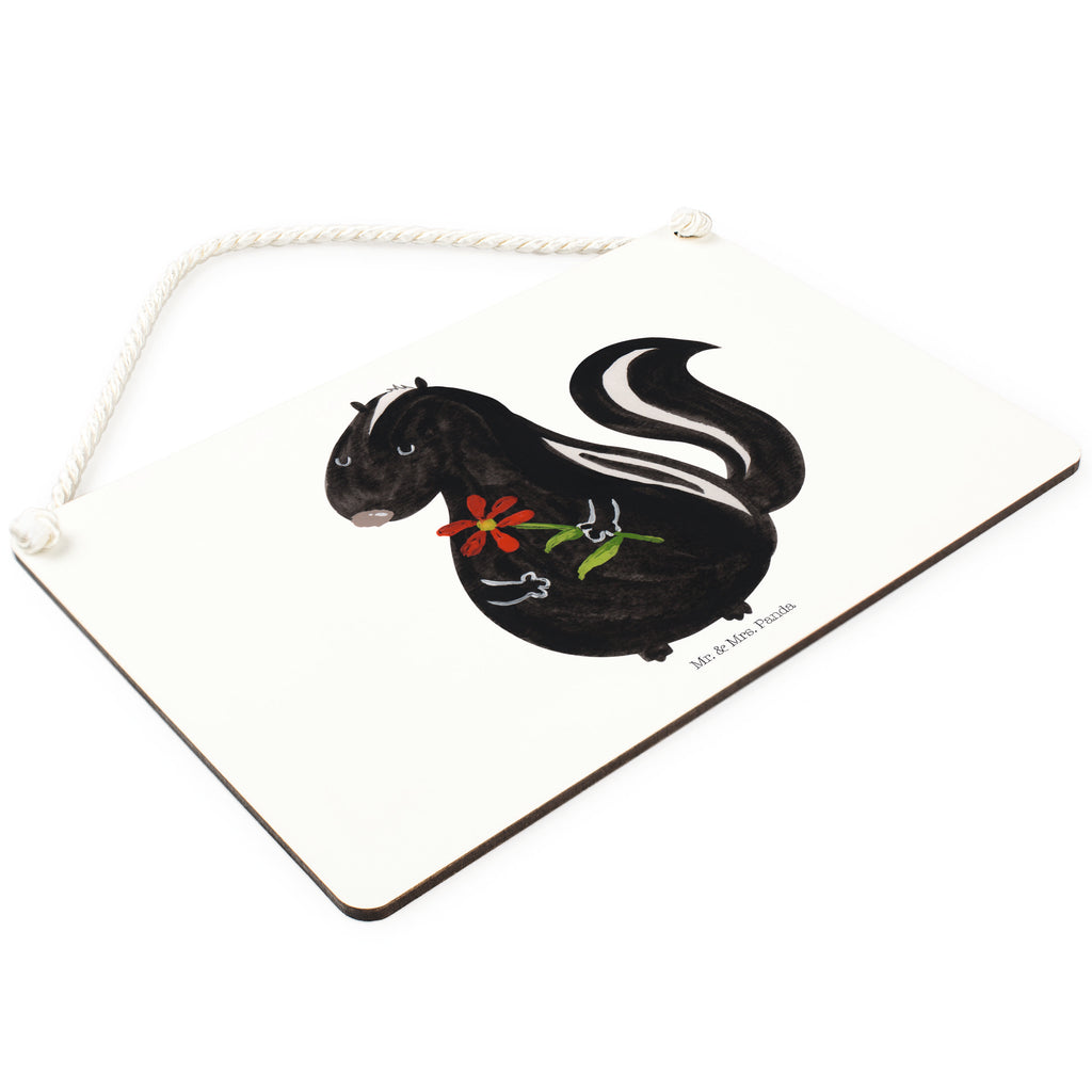 Deko Schild Stinktier Blume Stinktier, Skunk, Wildtier, Raubtier, Stinker, Stinki, Tagträumer, verträumt, Dreams, Träume Schild, Türschild, Holzschild, Wandschild, Wanddeko  Stinktier, Skunk
