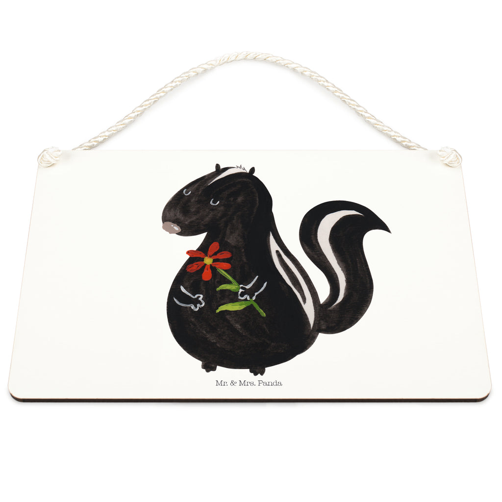 Deko Schild Stinktier Blume Stinktier, Skunk, Wildtier, Raubtier, Stinker, Stinki, Tagträumer, verträumt, Dreams, Träume Schild, Türschild, Holzschild, Wandschild, Wanddeko  Stinktier, Skunk
