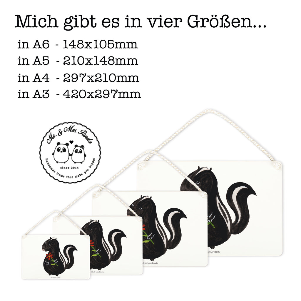 Deko Schild Stinktier Blume Stinktier, Skunk, Wildtier, Raubtier, Stinker, Stinki, Tagträumer, verträumt, Dreams, Träume Schild, Türschild, Holzschild, Wandschild, Wanddeko  Stinktier, Skunk