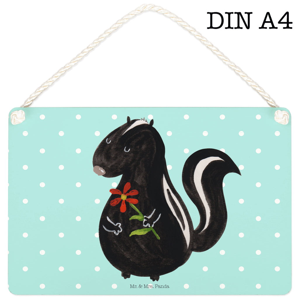 Deko Schild Stinktier Blume Stinktier, Skunk, Wildtier, Raubtier, Stinker, Stinki, Tagträumer, verträumt, Dreams, Träume Schild, Türschild, Holzschild, Wandschild, Wanddeko  Stinktier, Skunk