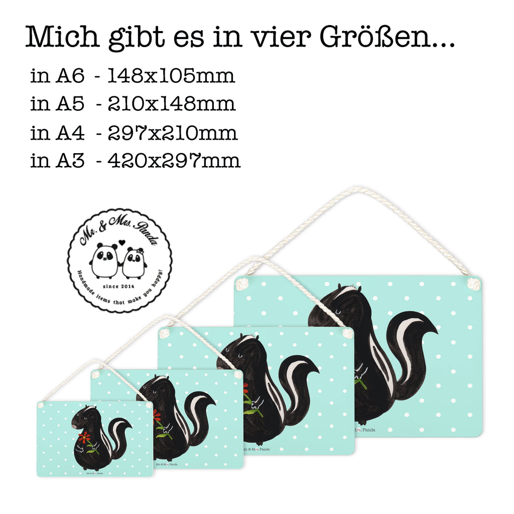 Deko Schild Stinktier Blume Stinktier, Skunk, Wildtier, Raubtier, Stinker, Stinki, Tagträumer, verträumt, Dreams, Träume Schild, Türschild, Holzschild, Wandschild, Wanddeko  Stinktier, Skunk