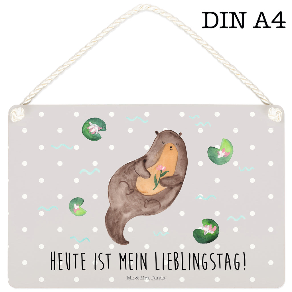 Deko Schild Otter mit Seerose Otter Seeotter See Otter Schild, Türschild, Holzschild, Wandschild, Wanddeko  Otter,  Fischotter,  Seeotter
