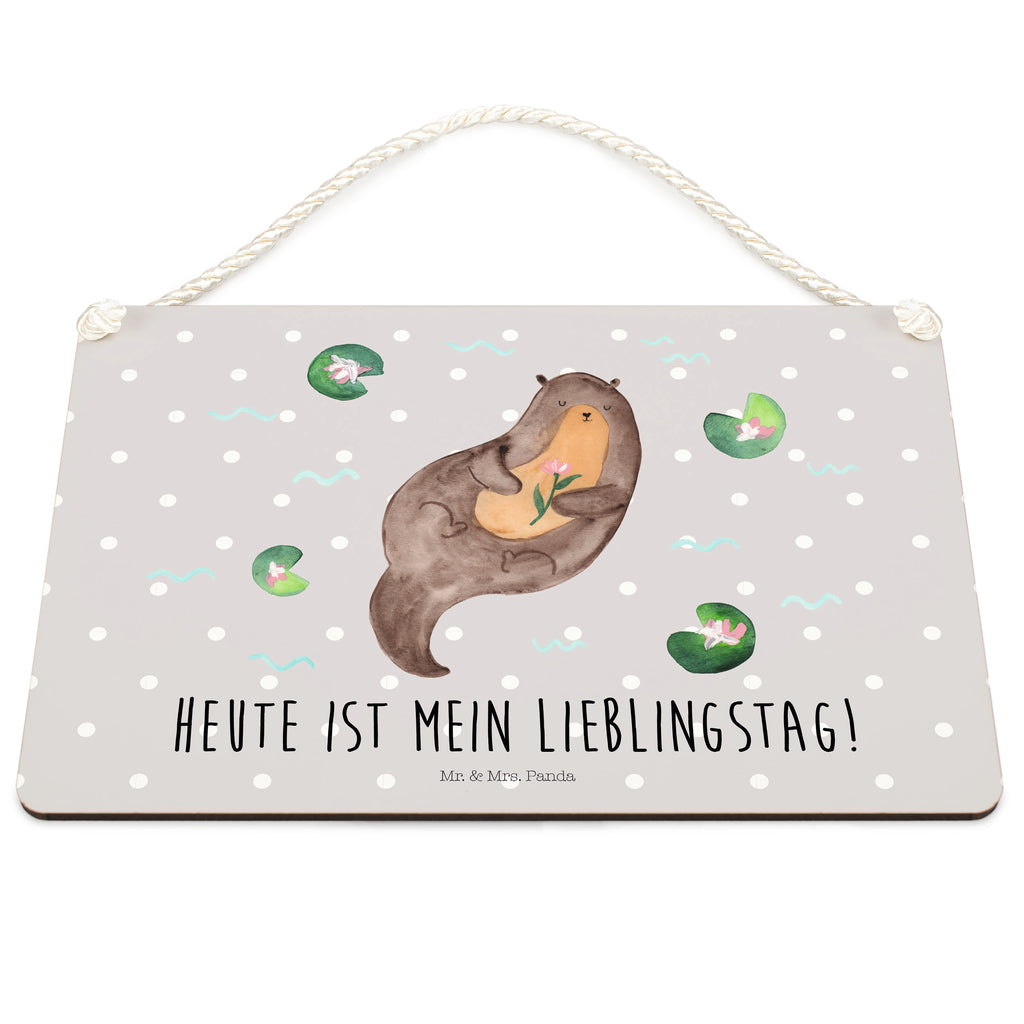 Deko Schild Otter mit Seerose Otter Seeotter See Otter Schild, Türschild, Holzschild, Wandschild, Wanddeko  Otter,  Fischotter,  Seeotter