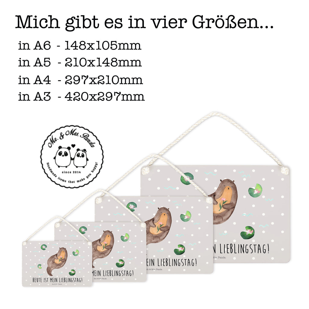 Deko Schild Otter mit Seerose Otter Seeotter See Otter Schild, Türschild, Holzschild, Wandschild, Wanddeko  Otter,  Fischotter,  Seeotter
