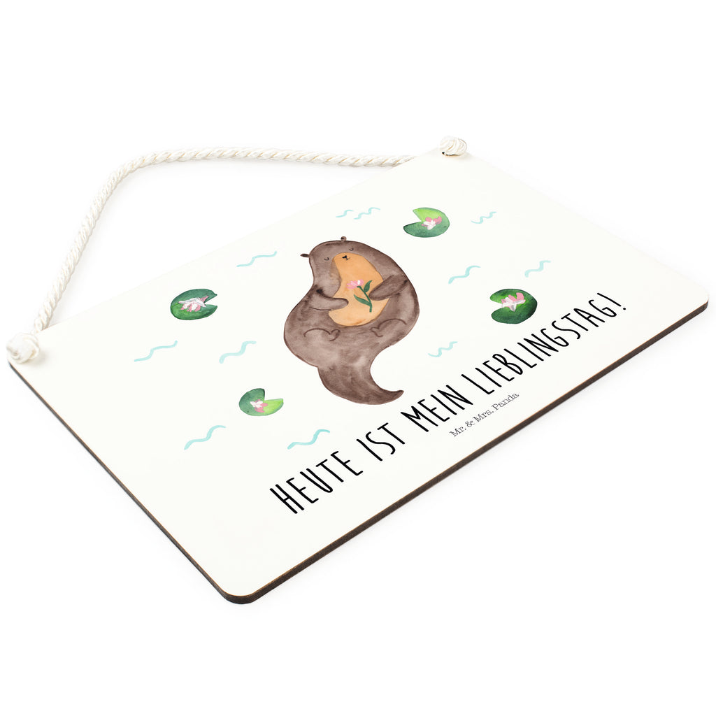 Deko Schild Otter mit Seerose Otter Seeotter See Otter Schild, Türschild, Holzschild, Wandschild, Wanddeko  Otter,  Fischotter,  Seeotter