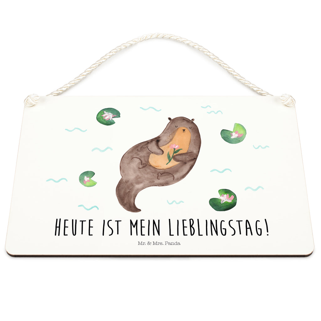 Deko Schild Otter mit Seerose Otter Seeotter See Otter Schild, Türschild, Holzschild, Wandschild, Wanddeko  Otter,  Fischotter,  Seeotter