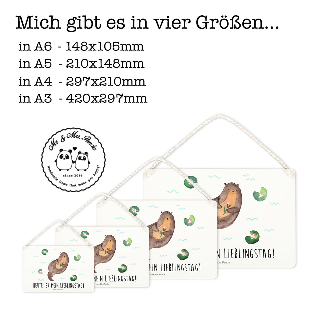 Deko Schild Otter mit Seerose Otter Seeotter See Otter Schild, Türschild, Holzschild, Wandschild, Wanddeko  Otter,  Fischotter,  Seeotter