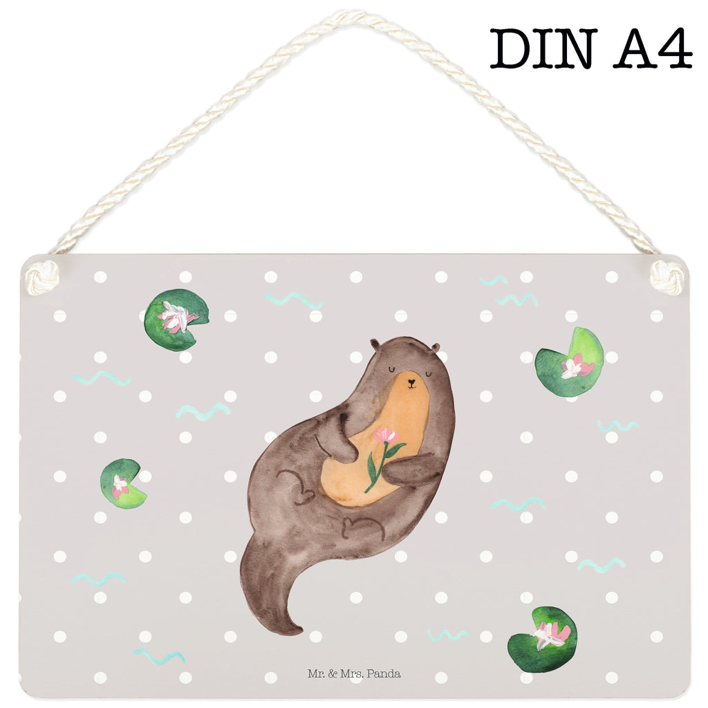 Deko Schild Otter mit Seerose Otter Seeotter See Otter Schild, Türschild, Holzschild, Wandschild, Wanddeko  Otter,  Fischotter,  Seeotter
