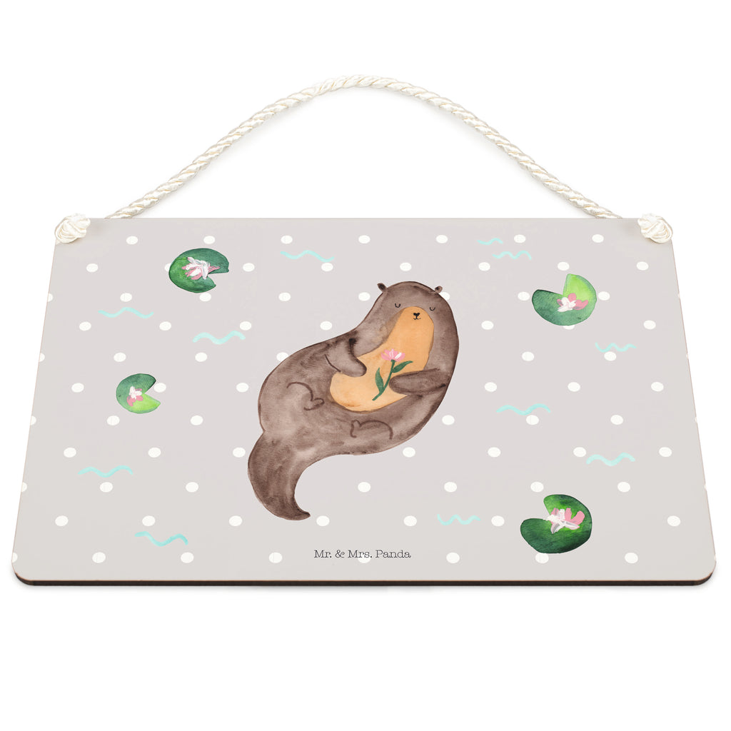 Deko Schild Otter mit Seerose Otter Seeotter See Otter Schild, Türschild, Holzschild, Wandschild, Wanddeko  Otter,  Fischotter,  Seeotter