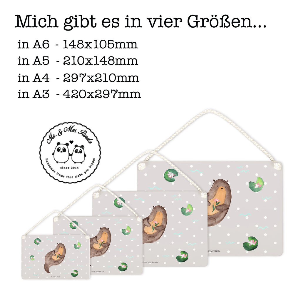 Deko Schild Otter mit Seerose Otter Seeotter See Otter Schild, Türschild, Holzschild, Wandschild, Wanddeko  Otter,  Fischotter,  Seeotter