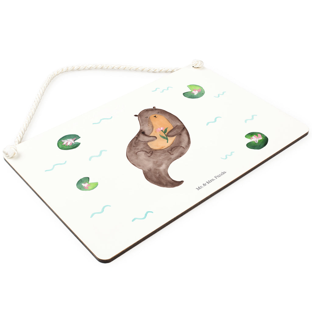 Deko Schild Otter mit Seerose Otter Seeotter See Otter Schild, Türschild, Holzschild, Wandschild, Wanddeko  Otter,  Fischotter,  Seeotter