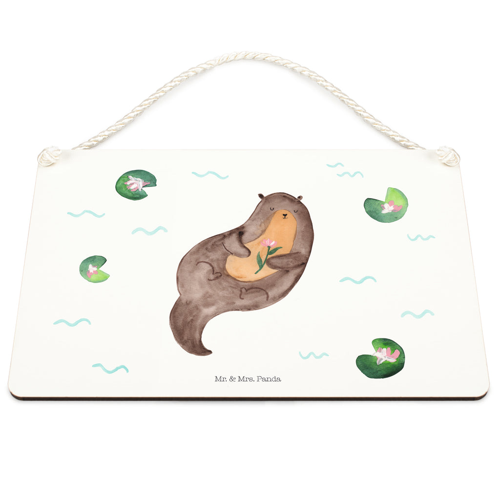 Deko Schild Otter mit Seerose Otter Seeotter See Otter Schild, Türschild, Holzschild, Wandschild, Wanddeko  Otter,  Fischotter,  Seeotter