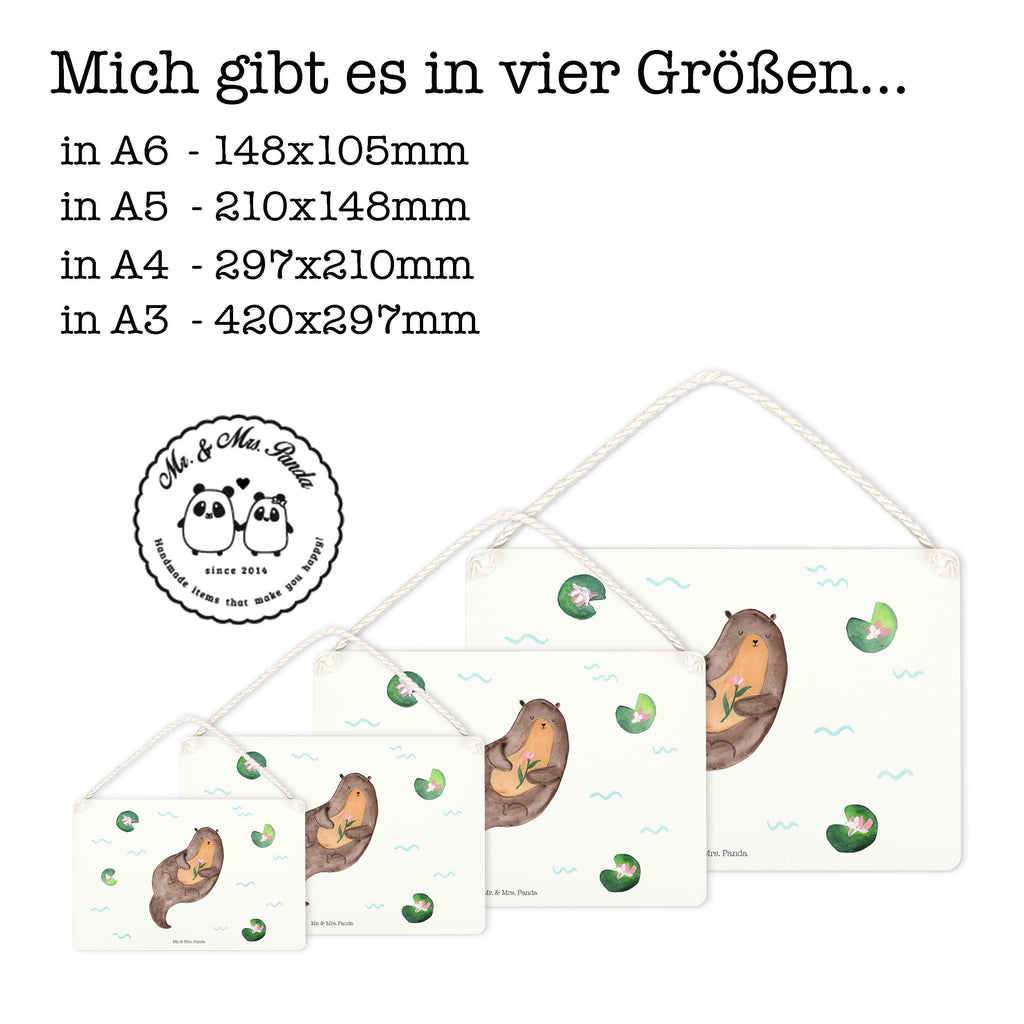 Deko Schild Otter mit Seerose Otter Seeotter See Otter Schild, Türschild, Holzschild, Wandschild, Wanddeko  Otter,  Fischotter,  Seeotter