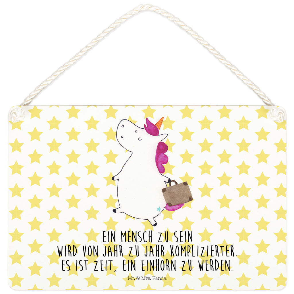 Deko Schild Einhorn Koffer Einhorn, unicorn, Einhörner, Koffer, Verreisen, Reise, Gepäck, Abenteuer, Erwachsen, Kind, albern, Spaß, lustig, witzig,  Schild, Türschild, Holzschild, Wandschild, Wanddeko  Einhorn, Einhörner, Einhorn Deko, Pegasus, Unicorn