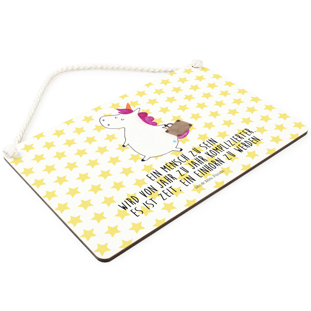 Deko Schild Einhorn Koffer Einhorn, unicorn, Einhörner, Koffer, Verreisen, Reise, Gepäck, Abenteuer, Erwachsen, Kind, albern, Spaß, lustig, witzig,  Schild, Türschild, Holzschild, Wandschild, Wanddeko  Einhorn, Einhörner, Einhorn Deko, Pegasus, Unicorn
